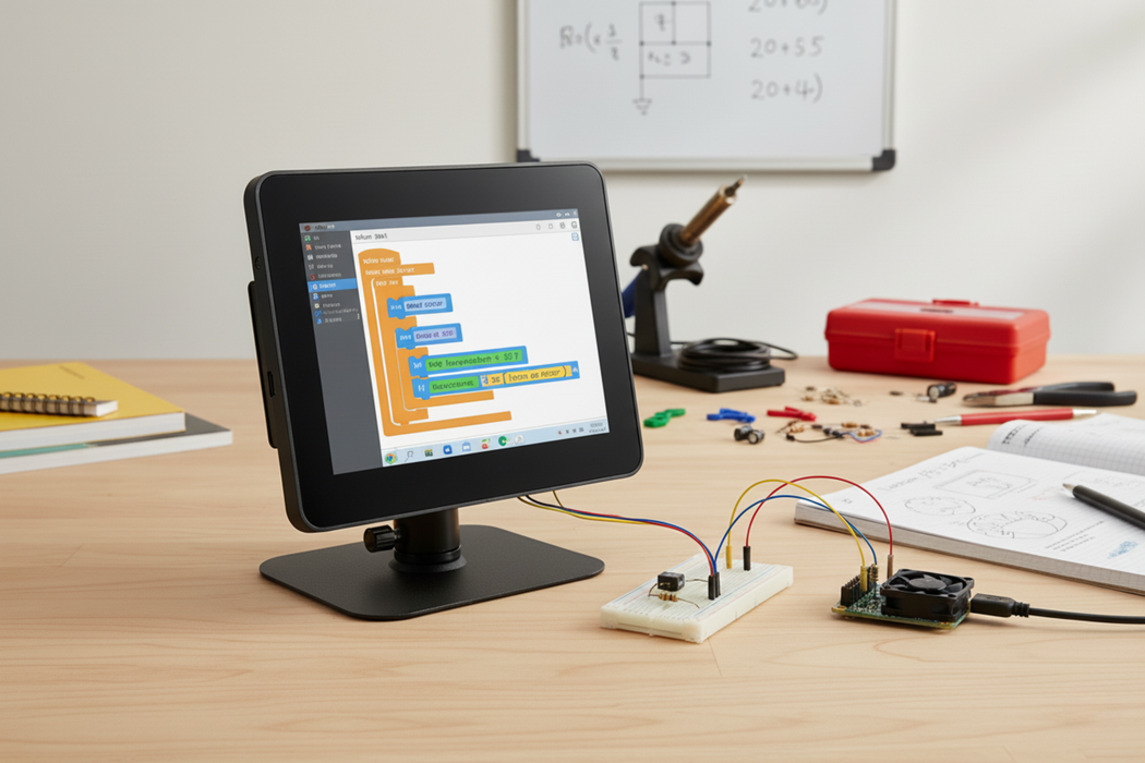 KKSB Display Stand for Raspberry Pi 5 Touch Display V2 with Case for HATs
