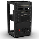 KKSB 10" 10U Open Rack Cabinet – fitted with network equipment, side angle view