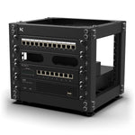 KKSB 10" 4U Open Rack Cabinet – fitted with patch panel and network switches