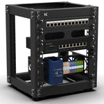 KKSB 10" 6U Open Rack Cabinet – fitted with DIN-rail modules and terminal blocks