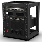 KKSB 10" 6U Open Rack Cabinet – fitted with patch panel, switches and power strip