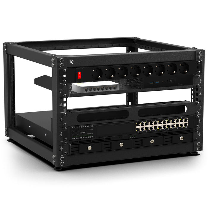 KKSB 19-Inch (19") 6U Open Rack Cabinet – Steel Wall Mount & Floor Standing Rack