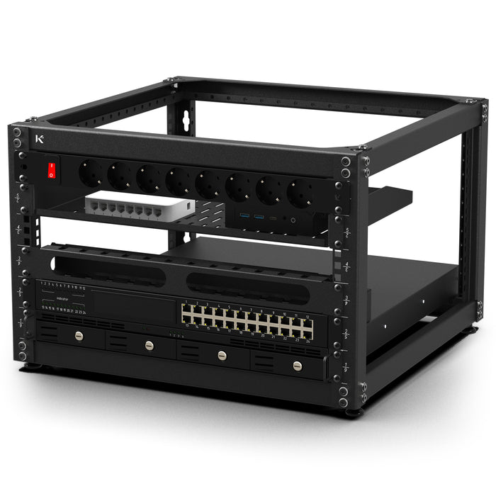 KKSB 19-Inch (19") 6U Open Rack Cabinet – Steel Wall Mount & Floor Standing Rack