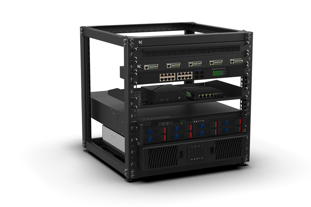 KKSB 19-Inch (19") 10U Open Rack Cabinet – Steel Wall Mount & Floor Standing Rack