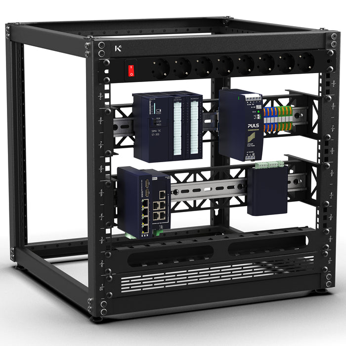 KKSB 19-Inch (19") 10U Open Rack Cabinet – Steel Wall Mount & Floor Standing Rack