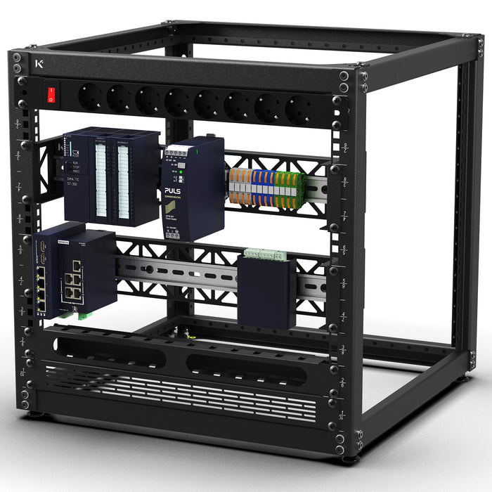 KKSB 19-Inch (19") 10U Open Rack Cabinet – Steel Wall Mount & Floor Standing Rack