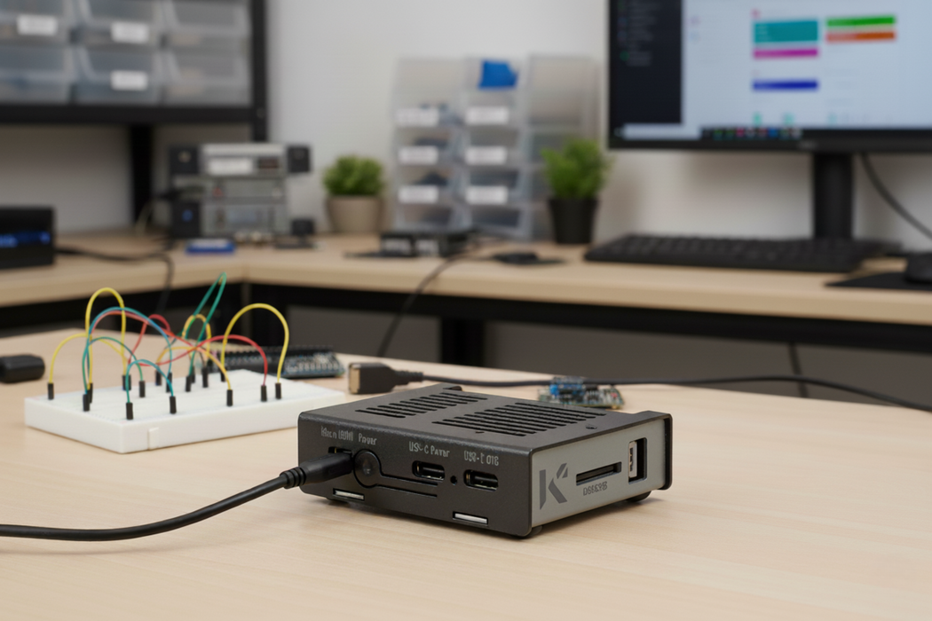 KKSB Coral Dev Board Mini Case with GPIO Access - Black and Gray Aluminium