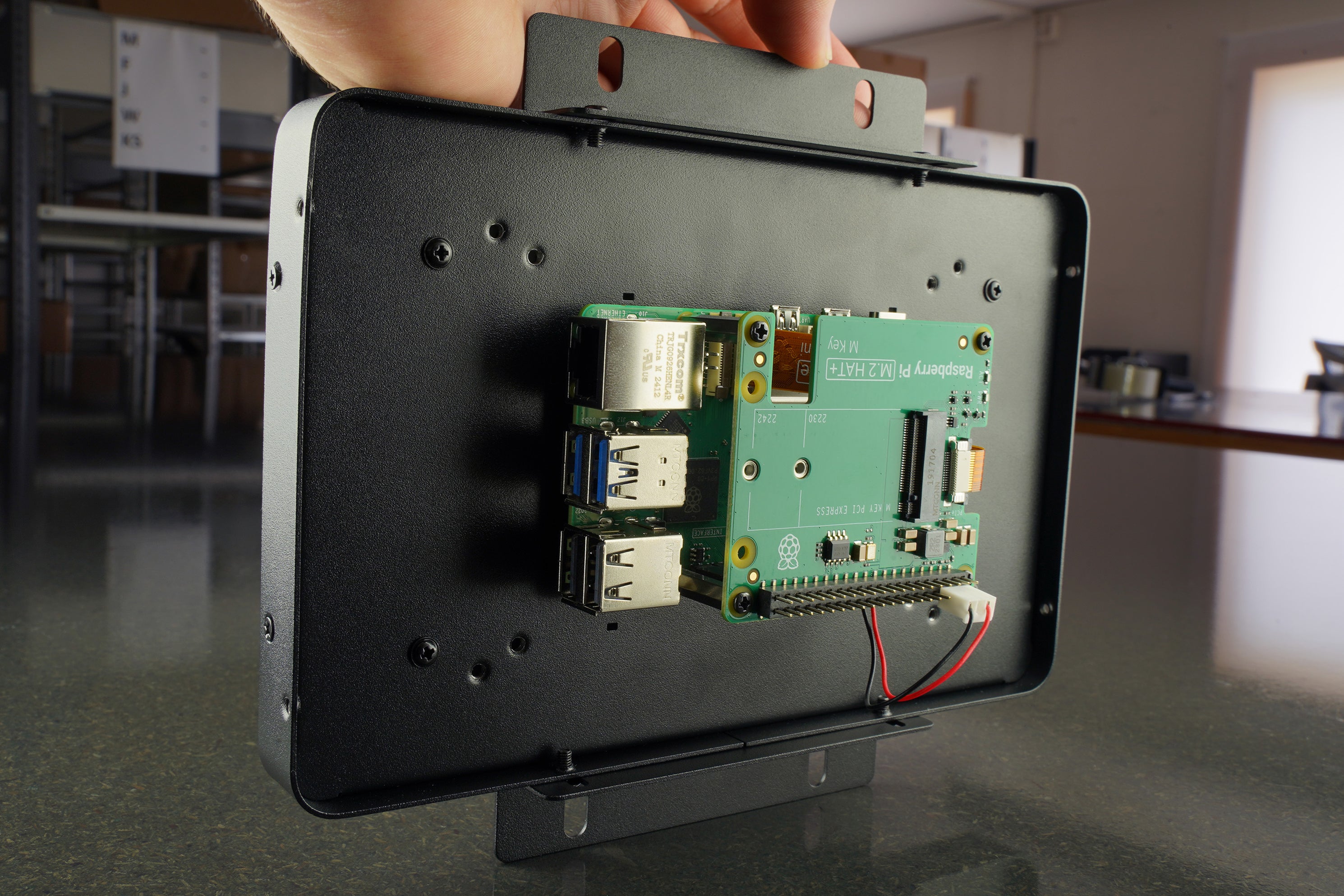 KKSB Panel Mount Case for Raspberry Pi 5 & Official 7-inch Touch Displ ...