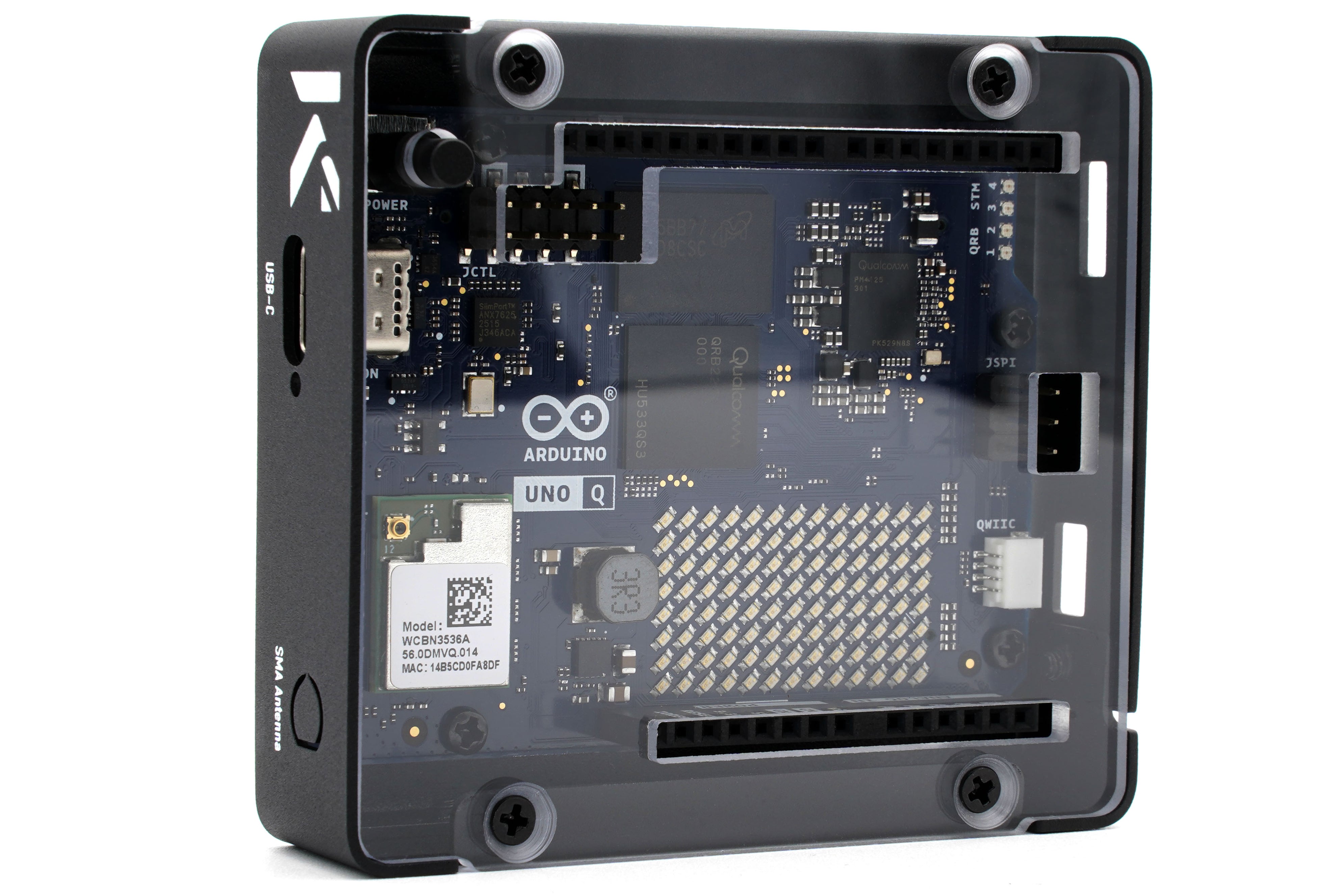 Clear Arduino Base KKSB Arduino Uno Q Case - Clear Polycarbonate Top — KKSB Cases
