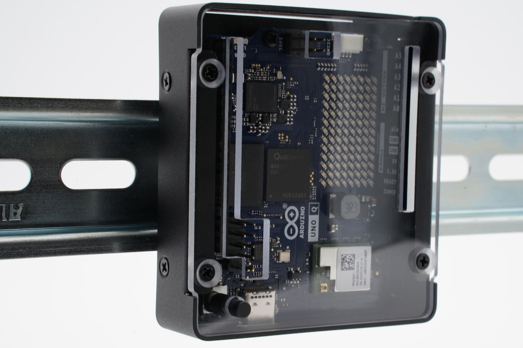 Clear Arduino Base KKSB Arduino Uno Q Case - Clear Polycarbonate Top — KKSB Cases