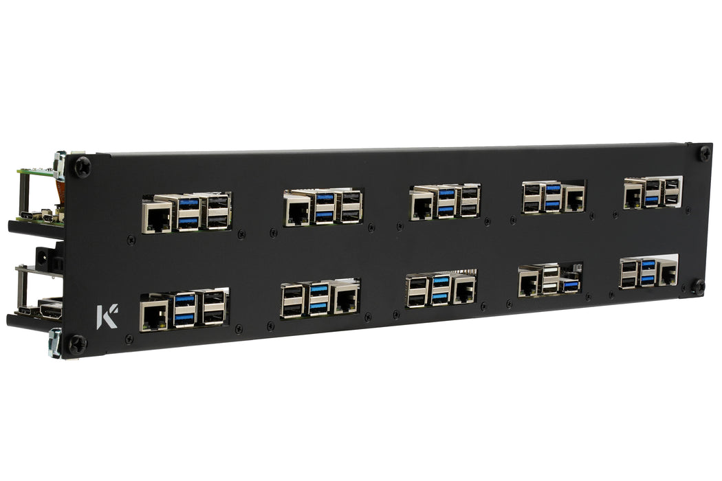 KKSB 19-Inch 2U Rack Panel for 10x Raspberry Pi