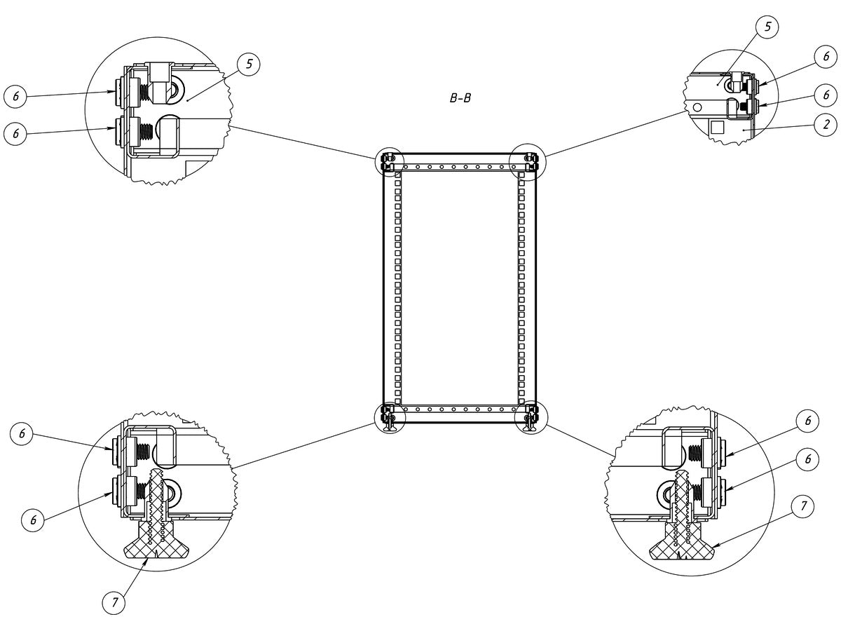KKSB 10-inch 10U open rack cabinet assembly drawing