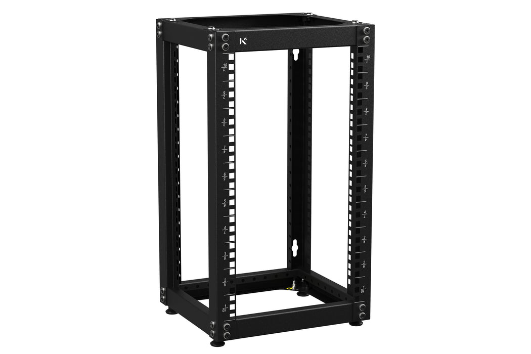 KKSB 10" 10U Open Rack Cabinet – empty cabinet, front angle view