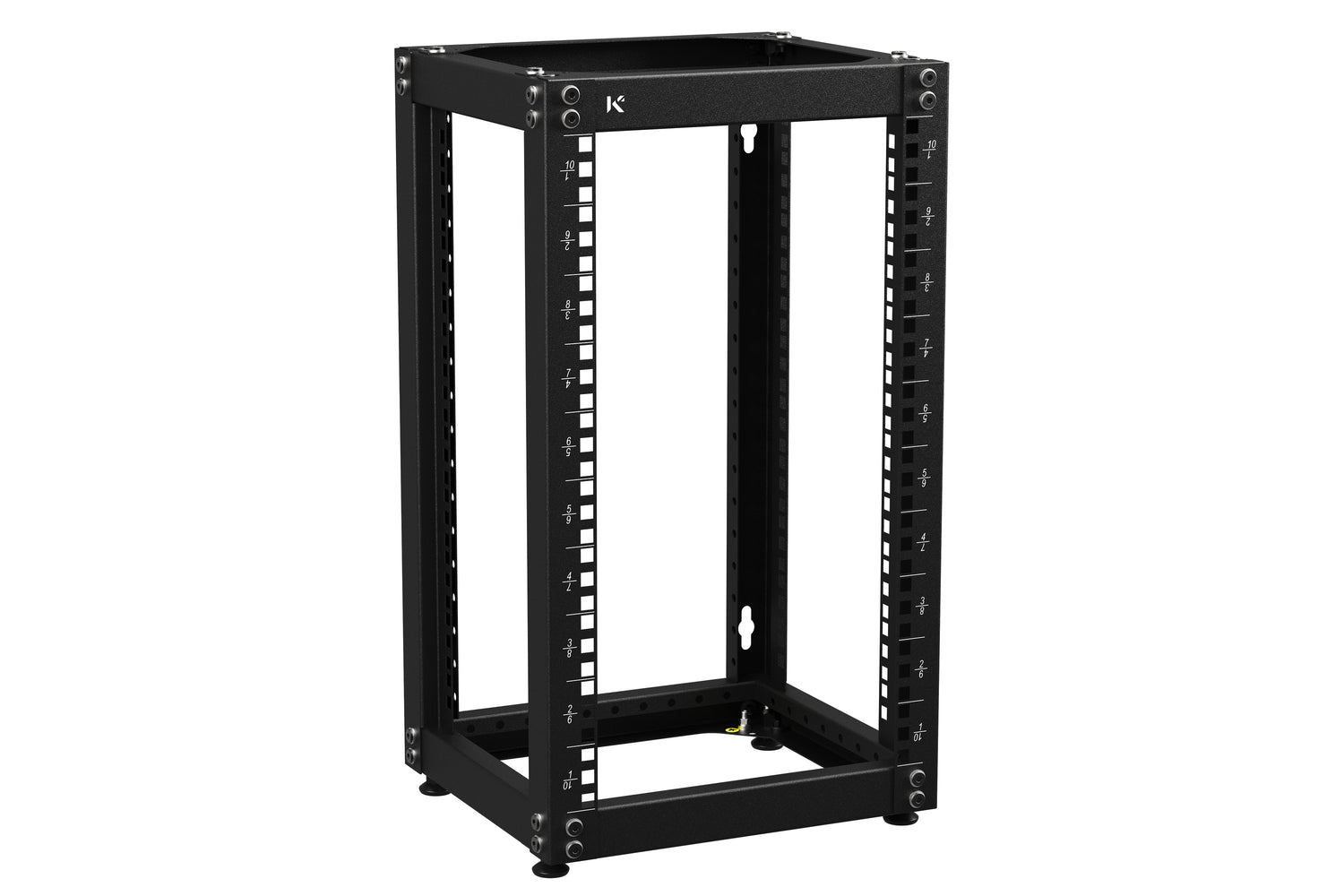 KKSB 10" 10U Open Rack Cabinet – empty cabinet, front angle view