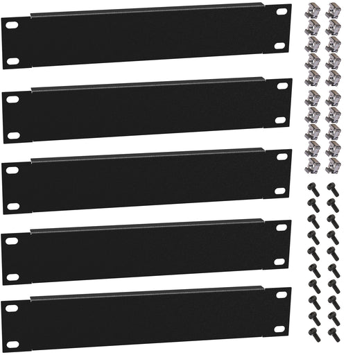 KKSB 10" 1U Rack Blank Panel 5 Pack – five panels with 20 M6 screws and 20 M6 cage nuts