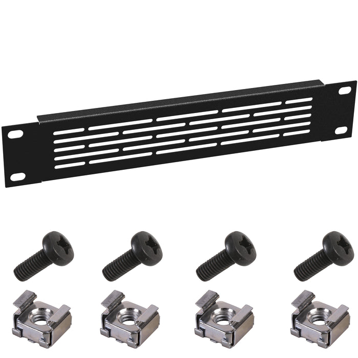 KKSB 10" 1U Rack Ventilation Panel – panel with 4 M6 screws and 4 M6 cage nuts