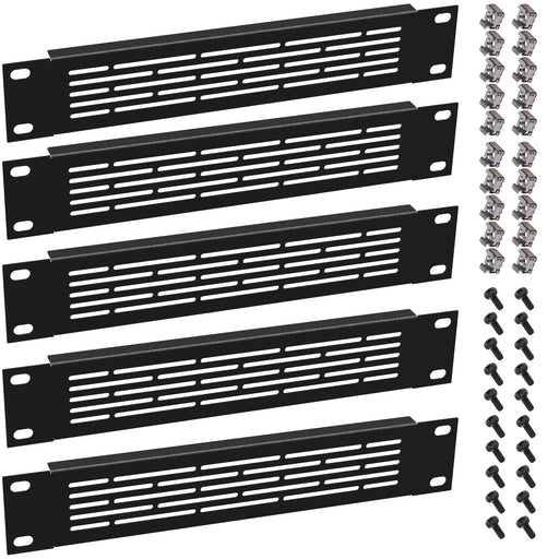 KKSB 10" 1U Rack Ventilation Panel 5 Pack – five panels with 20 M6 screws and 20 M6 cage nuts
