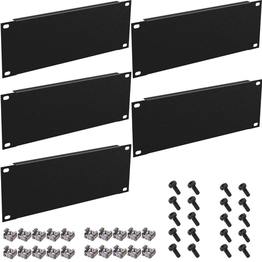 KKSB 10" 2U Rack Blank Panel 5 Pack – five panels with 20 M6 screws and 20 M6 cage nuts