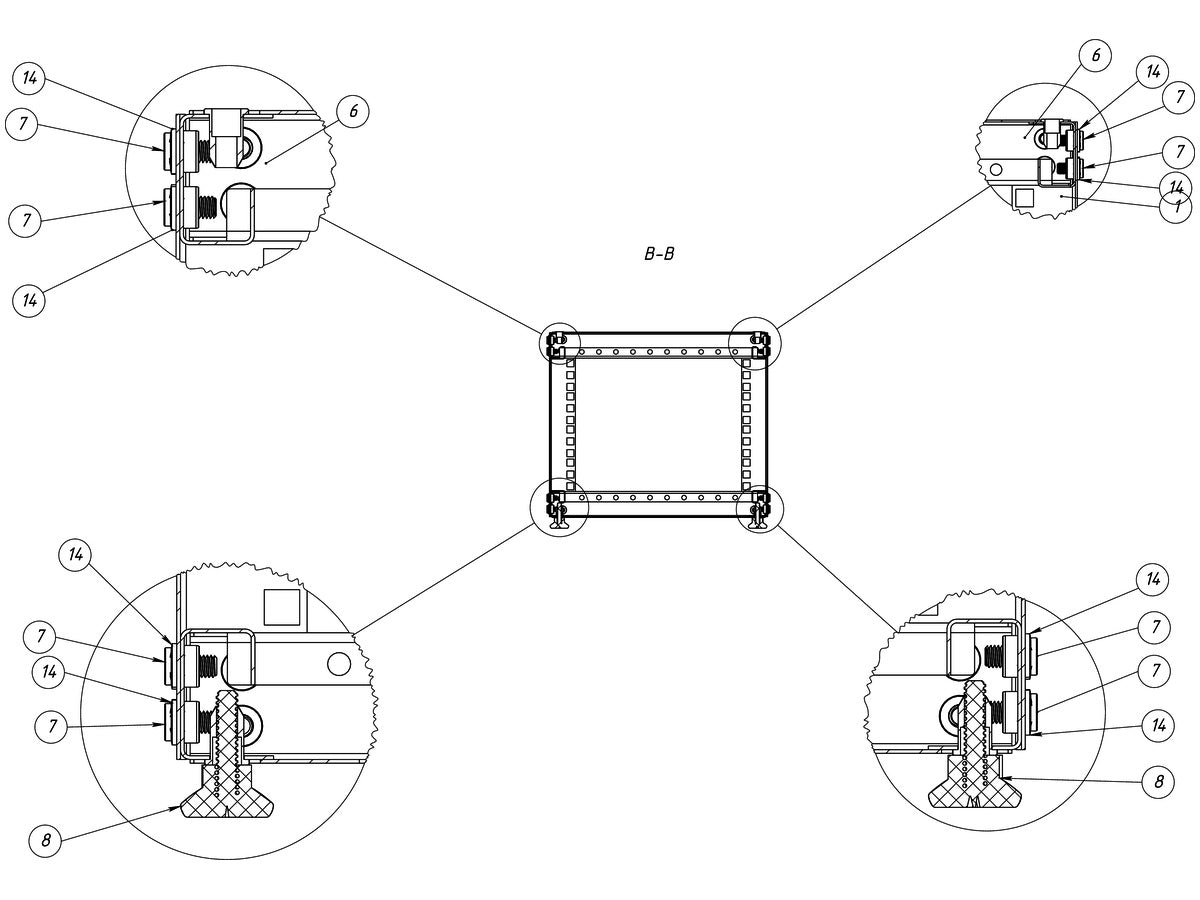 KKSB 10-inch 4U open rack cabinet assembly drawing