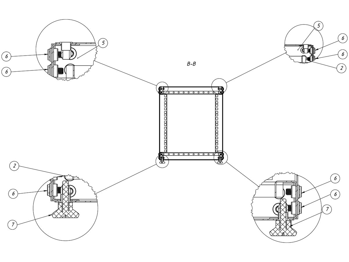 KKSB 10-inch 6U open rack cabinet assembly drawing