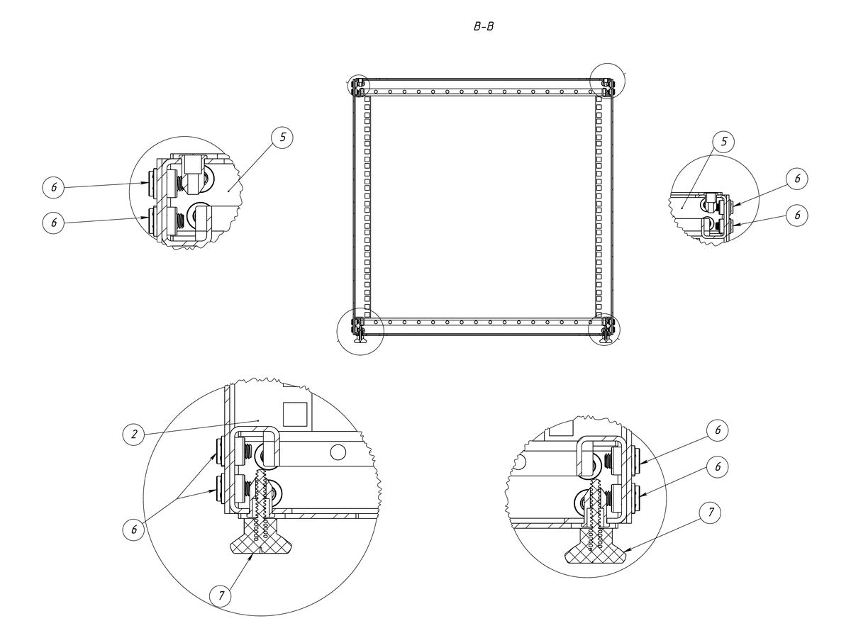 KKSB 19-inch 10U open rack cabinet assembly drawing