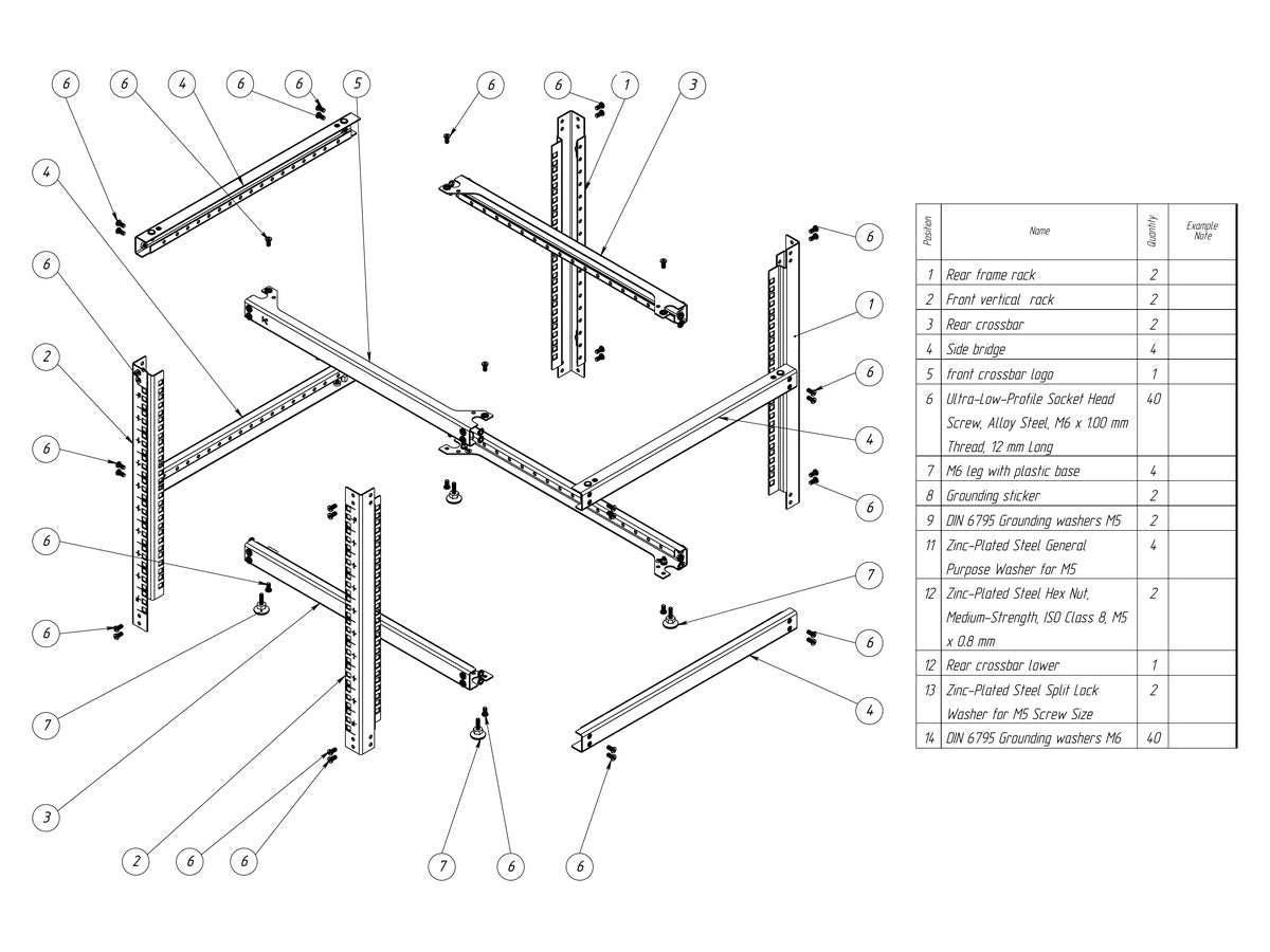 KKSB 19-inch 10U open rack cabinet assembly drawing