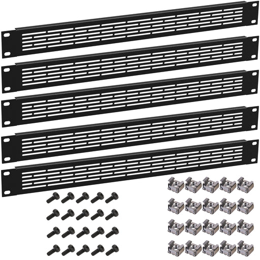 KKSB 19" 1U Rack Ventilation Panel 5 Pack – five panels with 20 M6 screws and 20 M6 cage nuts