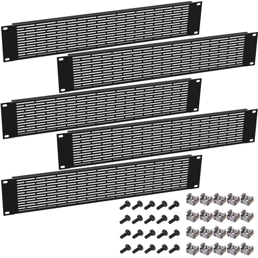 KKSB 19" 2U Rack Ventilation Panel 5 Pack – five panels with 20 M6 screws and 20 M6 cage nuts