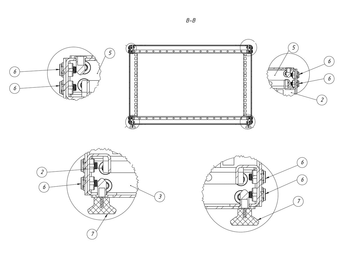 KKSB 19-inch 6U open rack cabinet assembly drawing