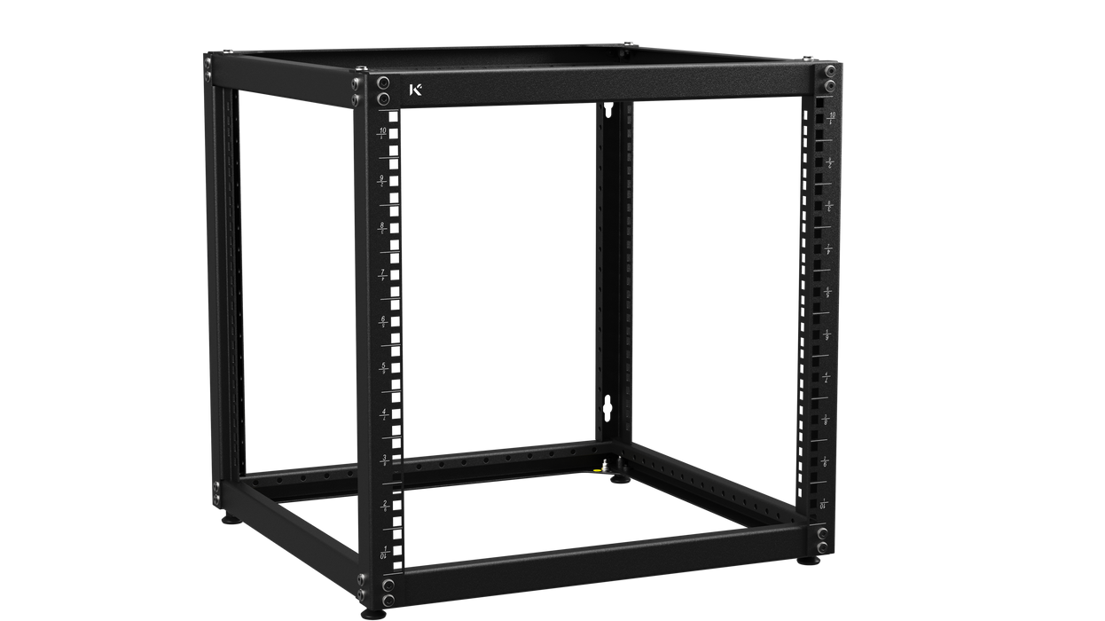 KKSB 19-Inch (19") 10U Open Rack Cabinet – Steel Wall Mount & Floor Standing Rack