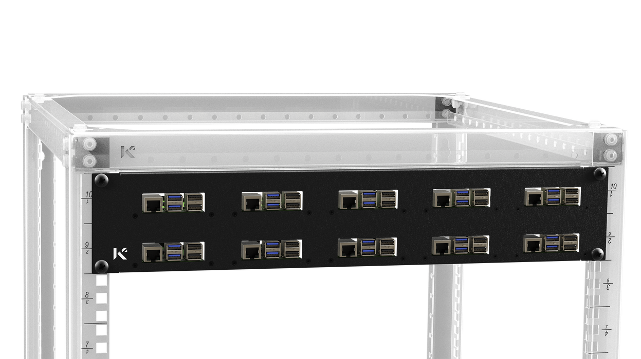 KKSB 19-Inch 2U Rack Panel for 10x Raspberry Pi