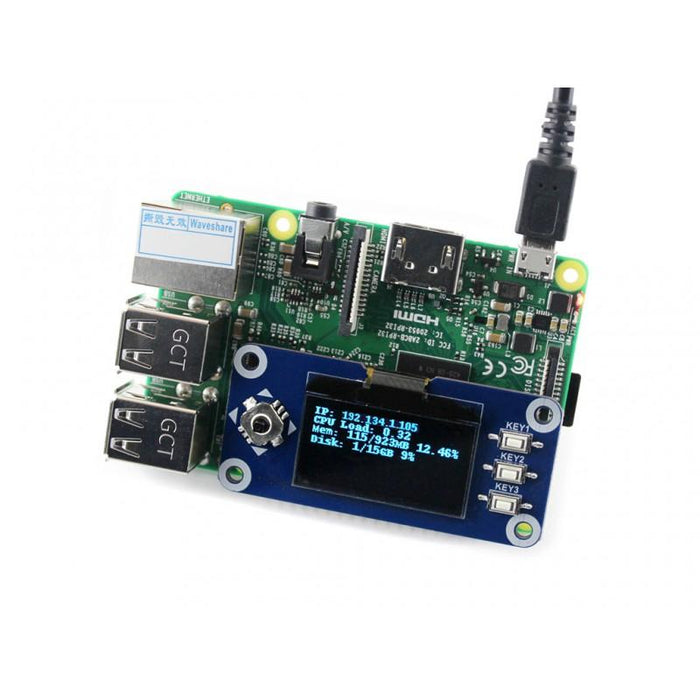 1.3 inch 128x64p OLED Display HAT for NVIDIA Jetson Nano and Raspberry Pi SPI and I2C Interface