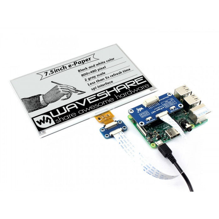 7.5 inch e-Paper Display with Driver HAT for Raspberry Pi and Jetson Nano