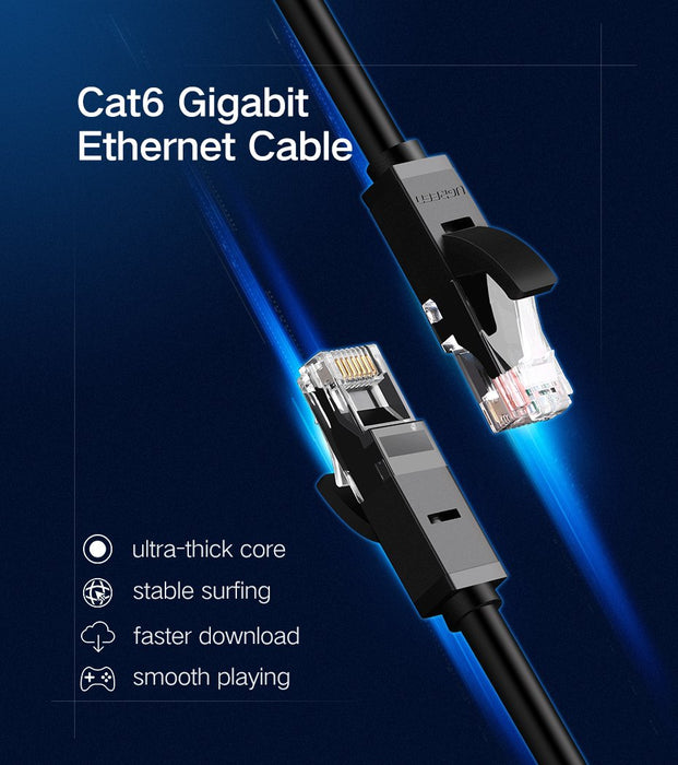 Ugreen CAT 6 Ethernet Cable (Black / Round / 2m)