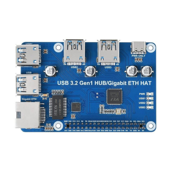 Raspberry Pi Gigabit Ethernet USB 3.2 Gen1 HUB HAT 1 ETH 3 USB Ports Driver Free